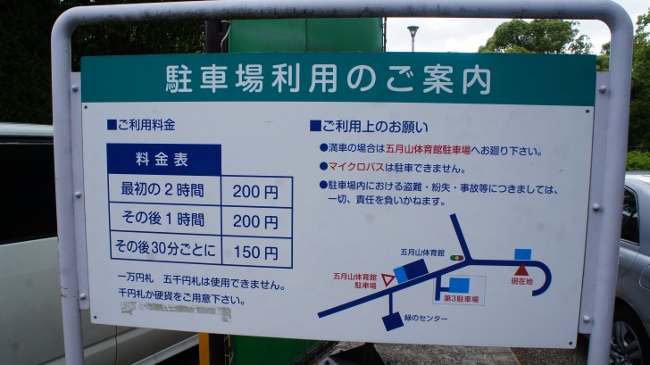 五月山動物園第2駐車場の看板