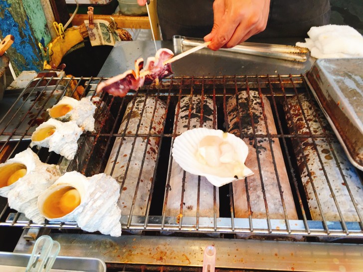 焼きイカとほたて焼き