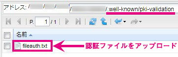 ファイルマネージャー　認証ファイル　アップロード