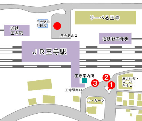 王寺駅のバスのりば案内図